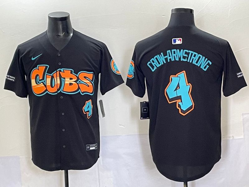 Men 2025 Chicago Cubs #4 Crow-Armstrong Black Seventh generations Joint Name Nike MLB Jersey style 1